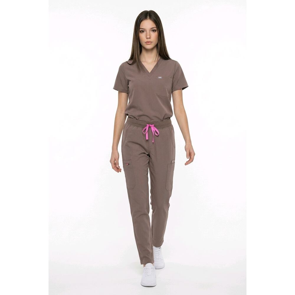 FIGS Yola Petite Skinny Scrub Pants S Espresso BR019 Yoga Waist W23SW2018P